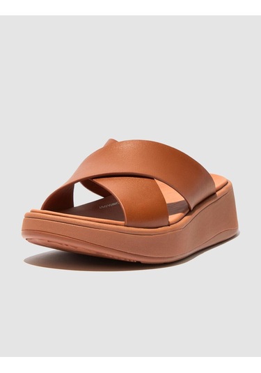 Fitflop F-mode Fw5 Hakiki Deri Taba Kadın Çapraz Bantlı Terlik Taba