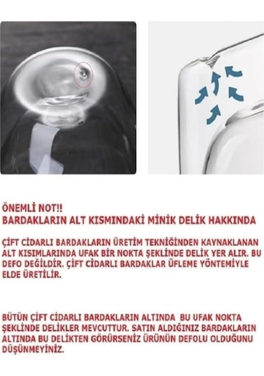 3b Trend Borosilikat Çift Cidarlı Cam Kupa Bardak 250 Ml Şeffaf