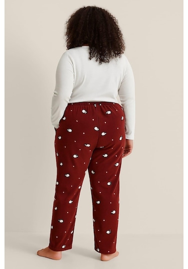 Kadın Büyük Beden 401 Cepli Polar Tek Alt Bordo Bordo