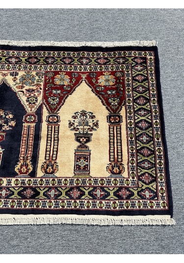 El Dokuma Afgan Halısı Saf Seccade Namazlık 86x152 %100 Yün Halı