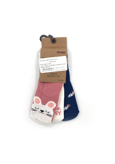 Petit Minou 3'lü Bebek Çorabı 2150 Çok Renkli