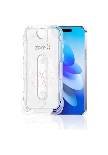 Apple, Uyumlu iPhone 16 Zore Kolay Uygulama Aparatlı 5d Magic Glass Cam Ekran Koruyucu
