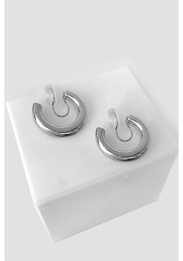 Chavin Gri Bijuteri Deliksiz Kulaklar İçin Geçirmeli Küpe Ev16by Gri