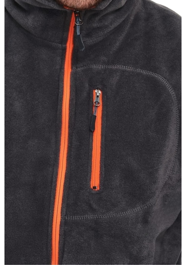 Genius Store Erkek Tam Fermuarlı 3 Cepli Outdoor Polar Ceket Tactical Flecee Polar Füme