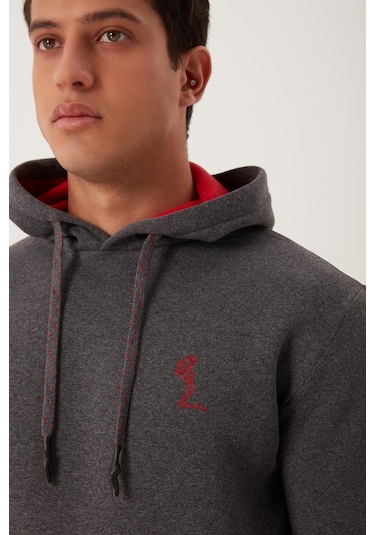 Polostate Erkek İskelet Nakışlı 3 İplik Sweatshirt Antrasit