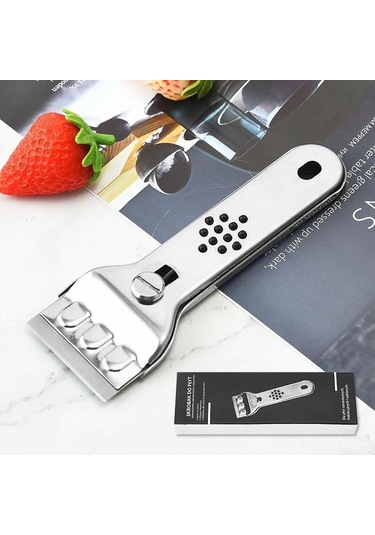 Youmex Stainless Steel Multifunctional Cleaning Scraper: Kitchen Tile, Stovetop, Glass Stain Remover With 5 Blades Diğer