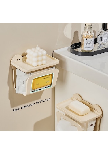 Reedark Duvar Takılı Bez/kağıt Havlu Kutusu, Mutfak/banyo İçin, Delme Yok Kurulum, Dayanıklı Plastik, Organize Edici Bej Diğer