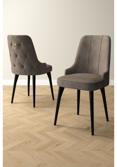 Mabel Siyah Mermer Desen 80x132 Açılabilir Yemek Odası Takımı 6 Adet Sandalye Cappucino