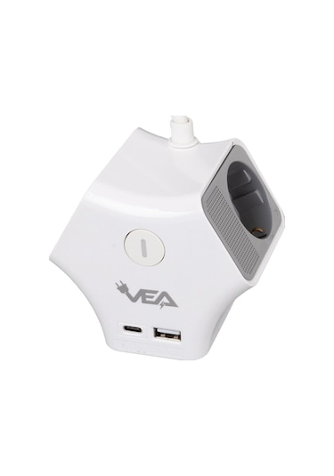 Vea Ve-g903yc 3lü Usb+ Type-c Girişli Anahtarlı 1.5 Metre Grup Priz