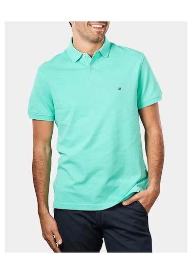 Tommy Hilfiger Polo Yaka Pike Erkek T-shirt Turkuaz