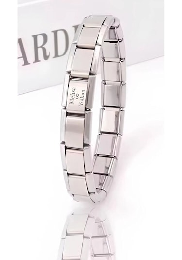 İtalyan Charm Nomi Çelik Bileklik - Kişiye Özel İsim Yazılan - Se