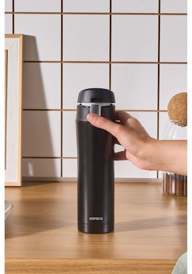 Karaca Pluton Çelik Sızdırmaz Termos Siyah 450 ml