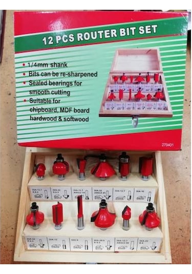 Freze Uç Seti.Takımı.Ahşap Oyma 12 Parça Şaft Mil Çapı 6 Mm