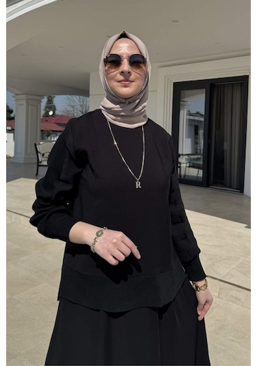 Rabia Şamlı İpek Modal Takım Siyah Çok Renkli