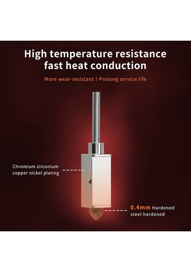 Honmex Bambu Lab X1/p1p İçin Alüminyum/çelik 300 C Isıtmalı 0.4mm Geliştirilmiş Ekstruder Ucu Seti