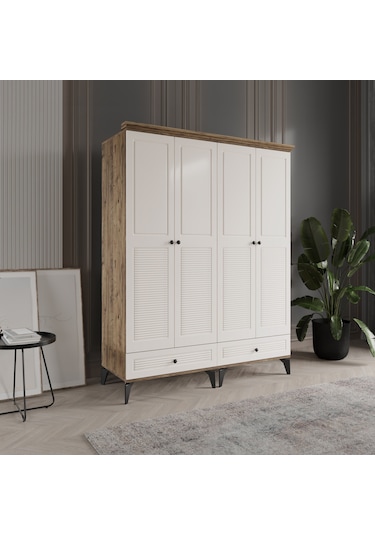 Beenal Nisa 4 Kapaklı Gardırop Dolap 160cm Atlantik Çam-aytaşı