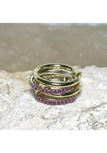 4'lü Gold-pembe Yüzük Çok Renkli