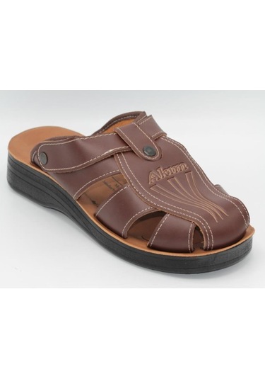 Akım Erkek Günlük Terlik Sandalet Ortapedik Siyah-Kahve