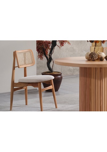 Odesa İskandinav Natural Ahşap Masa Sandalye Takımı 90x90 Natural
