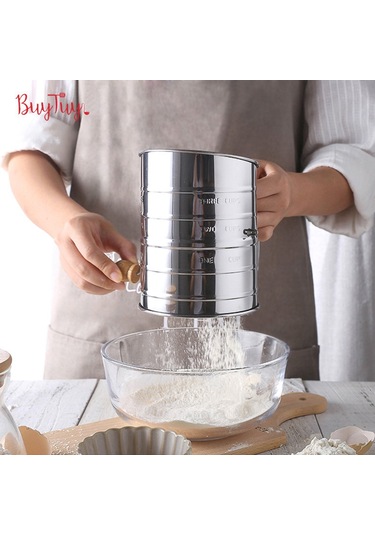 Wezone 430 Çelik El Çarklı Un Eleği,斜口刻度lu, Hamur-pasta Fırın Aleti, Ev-hotel Restoran Kullanıma Uygun, Dayanıklı Ve Hafif Kullanım Diğer