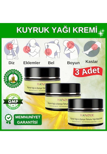 Hanzade Bitkisel Kuyruk Yağlı & Bamya Tohumu Yağlı Masaj Kremi 3 x 100 ML