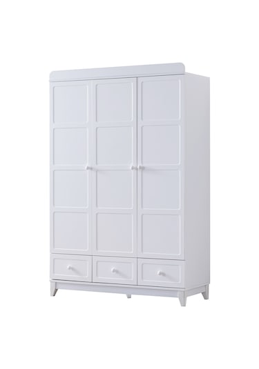 Gardırop, Berlin 3 Kapaklı Çekmeceli Dolap - Beyaz