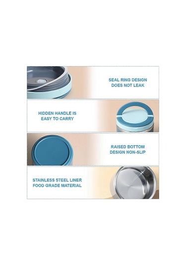 1l Termal Gıda Kabı, Termal Kap, Yiyecekleri Sıcak Tutma Kabı, Termal Öğle Yemeği Kutusu, Yalıtımlı Kap Çok Renkli