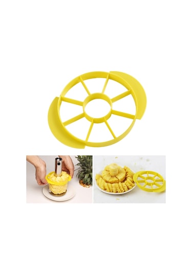 2 Adet Paslanmaz Çelik Ananas Soyucular Meyve Kesici Mutfak Aletleri Kara Kolu , Boyut:ananas Corer Slicer Siyah Tutamak Sarı