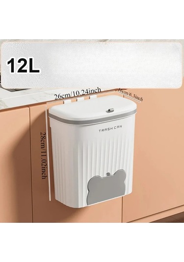 Dashanshop Beyaz 12l Duvar Tipi Çöp Kovası Lavabo Altı Kapaklı Mutfak Çöpü Beyaz