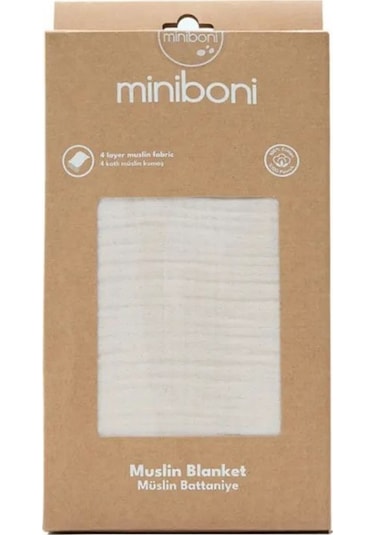 Miniboni Müslin Bebek Battaniyesi 100x120 Cm Ekru