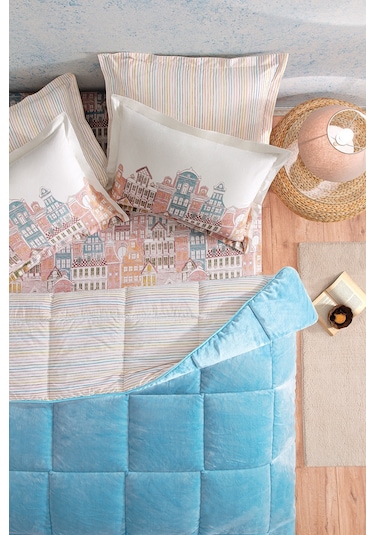 Puffy Panna Çift Kişilik Triola Uyku Seti - Mavi