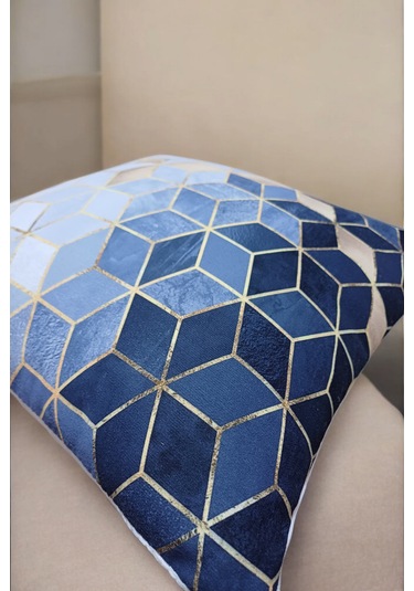 Modern Tarz Dijital Baskılı 4 Lü Dekoratif Kırlent Kılıfı Seti 43x43 Cm Şık Ve Renkli Tasarımlar Lacivert - Gri