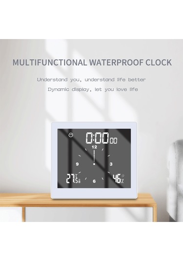Geeroyoo Ip65 Su Geçirmez Dijital Saat - Lcd Ekranlı Oda Sıcaklık Nem Ölçer, Alarm, Geri Sayım Ve Zaman Gösterici Fonksiyonları Beyaz Beyaz