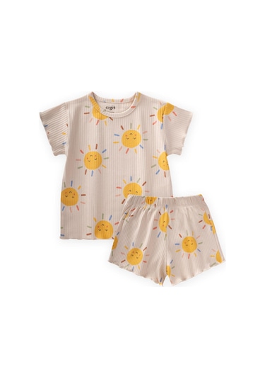 Cigit Desenli Şortlu Takım 1-7 Yaş A. Bej Bej