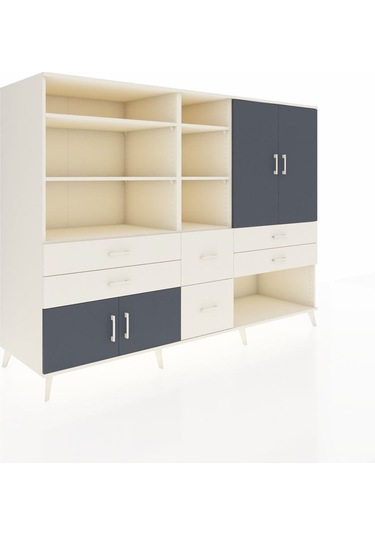 Kronos Dolap 10 Raflı 6 Çekmeceli 4 Kapaklı 220x59x163 Aytaşı-ant Aytaşı-antrasit/aytaşı