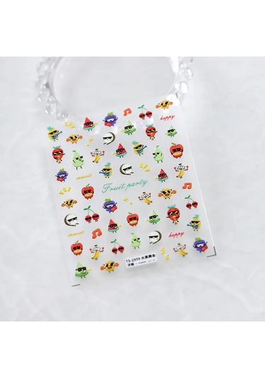 Taze Tatlı Meyve Tasarım 3d Kendinden Yapışkanlı Tırnak Sanat Süslemeleri Çıkartmalar Limon Kiraz 5d Yumuşak Kabartmalar Tırnak Çıkartmaları Toptan Beyaz İle Mavi