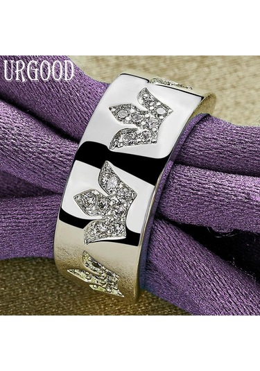 925 Ayar Gümüş Taç Aaa Zirkon Yüzük Hediye Moda Takı