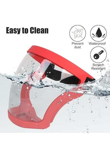 Springsun Kırmızı Güncellenmiş Tip Tam Güvenli Transparan Yüz Maskesi - Sprey, Toz Ve Çalışma/sürekli Kullanıma Dayanıklı