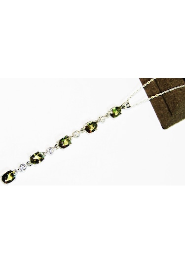 925 Ayar Gümüş Zultanit Oval Taşlı Uzun Tarz Kadın Kolye