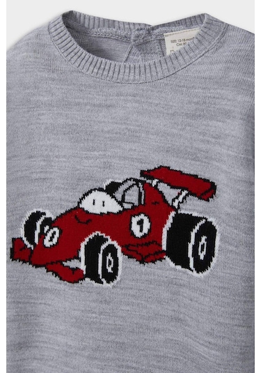 Defacto Erkek Bebek Bisiklet Yaka Araba Baskılı Kazak F2586a525wngr52 Gri