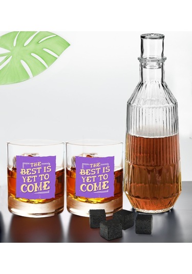 Bk Gift Dtf Motto Tasarımlı İkili Viski Kadehi, Viski Taşı Ve Karaf Seti-5, Arkadaşa Hediye, Sevgiliye Hediye Kobitmeyencom30461 Bk Gift