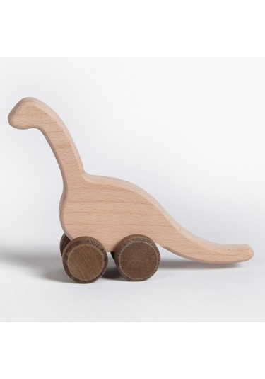 Ahşap El Yapımı Montessori Dinozor: Doğal Tekerlekli Oyuncak