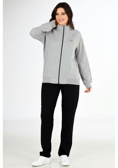 Trend Hill Gri Melanj Kadın Büyük Beden Eşofman Takım Edy201836B