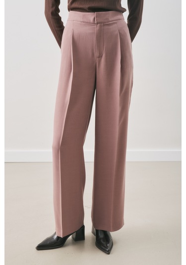 Dökümlü Tencel Pileli Pantolon Gülkurusu Gülkurusu