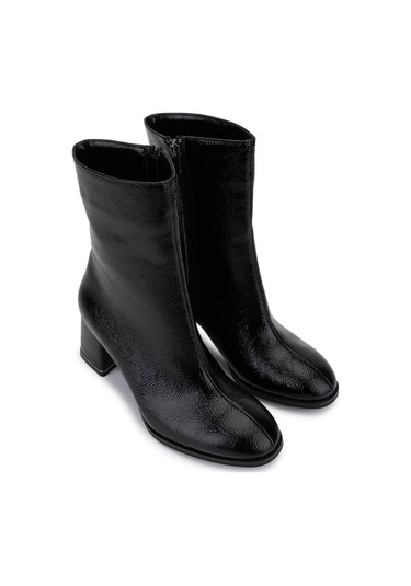 Tamer Tanca Kadın Suni Deri Siyah Rugan Topuklu Bot 889 9203 Bn Bot Sk25-26 Sıyah Krsk Rgn SİYAH RGN
