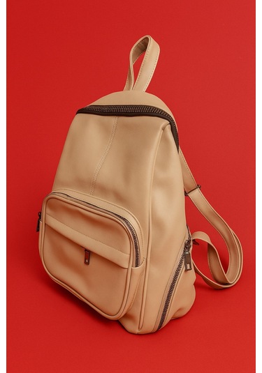 Newish Polo Donna Model Sırt Çantası-yıkama Suni Deri Krem