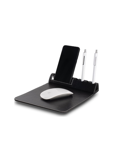 Telefon Tutacaklı Ve Kalemlik Bölmeli Suni Deri Mouse Pad Şık V
