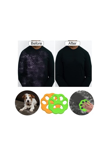 Springsun 4'lü Yıkayıcı Kedi Köpek Tüy Toplayıcı - Yeniden Kullanılabilir Çamaşır Makinesi Tüy Tutucu Turuncu - Yeşil