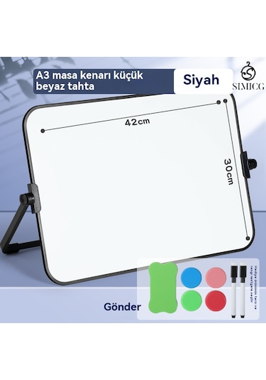 A4 Çift Taraflı Küçük Kara Tahta Silinebilir Kara Tahta Mesaj Çizim Tahtası Siyah