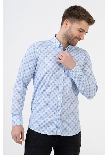 White Stone Barcelona G2311 Pamuklu Likralı Regular Fit Gömlek Desenli L Çok Renkli
